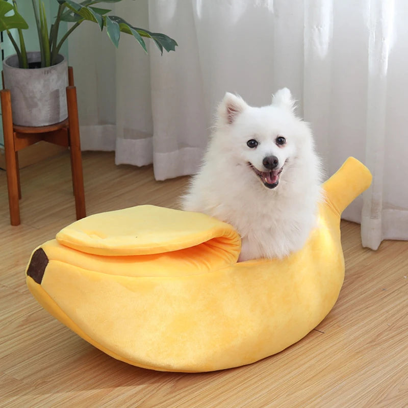 Snuggle Up in Style with the Cozy Banana Dog Bed House - Perfect for Cats and Small Dogs!