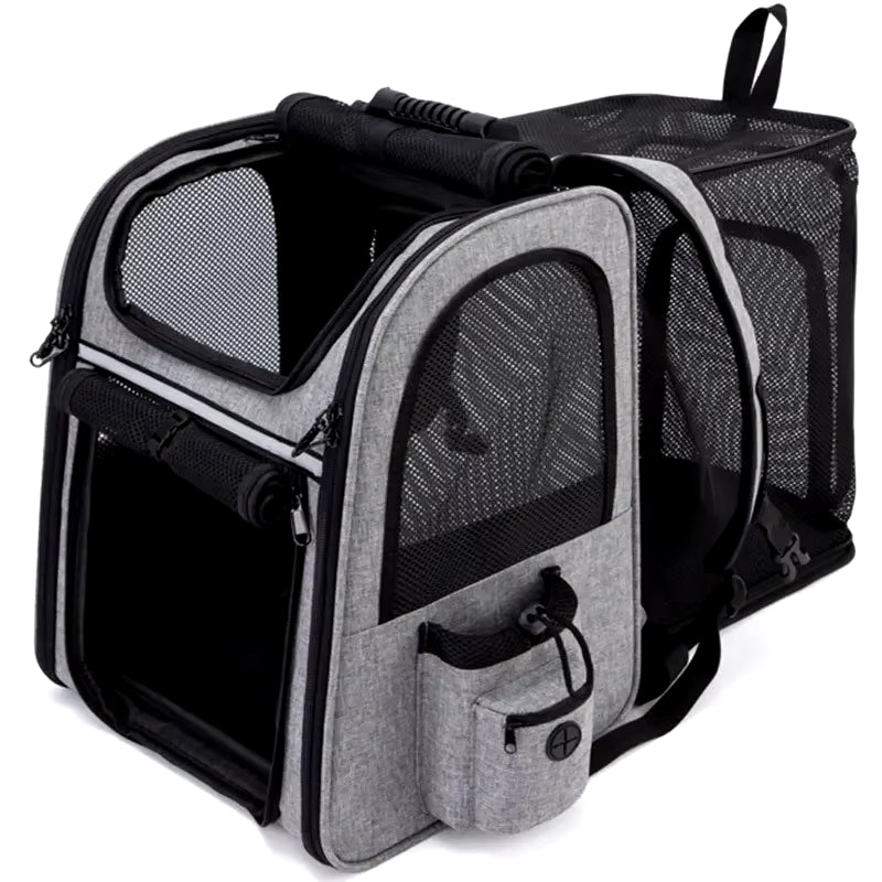 Travel in Style: Expandable Double Shoulder Backpack for Dogs - Ultimate Portable Pet Carrier