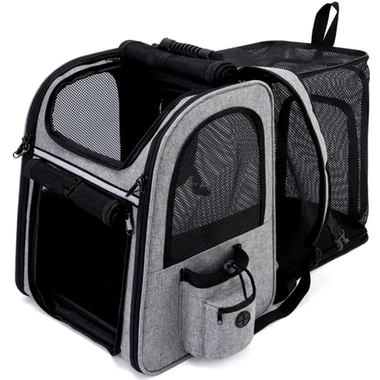 Travel in Style: Expandable Double Shoulder Backpack for Dogs - Ultimate Portable Pet Carrier