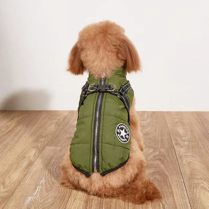 Stay Warm and Stylish: Large Waterproof Dog Jacket with Harness for Autumn/Winter Adventures