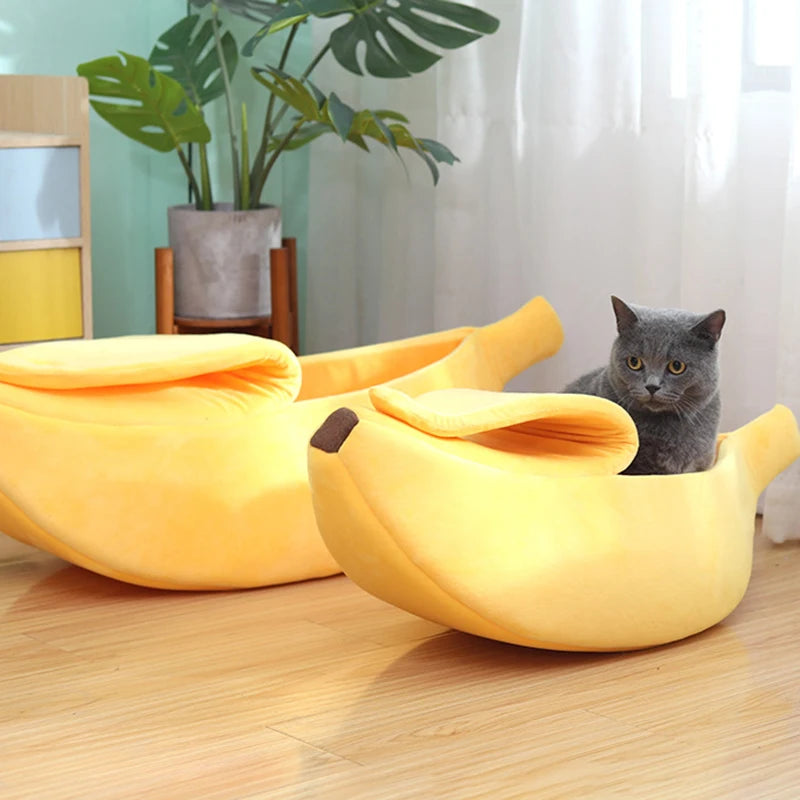 Snuggle Up in Style with the Cozy Banana Dog Bed House - Perfect for Cats and Small Dogs!