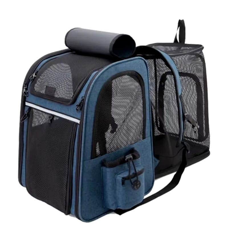 Travel in Style: Expandable Double Shoulder Backpack for Dogs - Ultimate Portable Pet Carrier