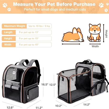 Travel in Style: Expandable Double Shoulder Backpack for Dogs - Ultimate Portable Pet Carrier