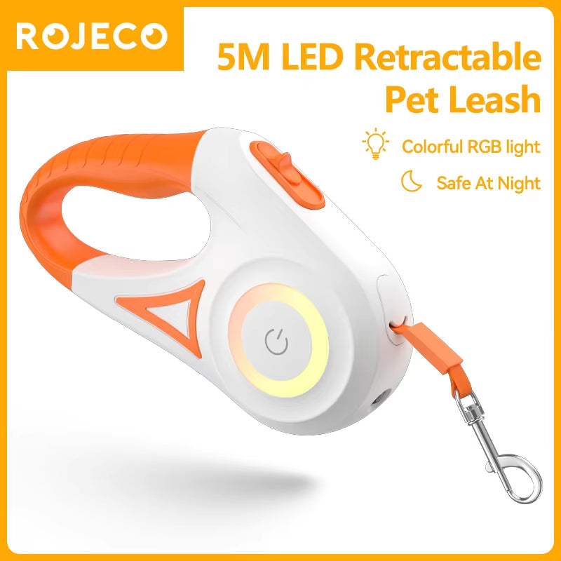 Illuminate Your Walks with the 5M Retractable LED Dog Leash - Stylish, Safe, and Perfect for Adventures with Your Dog