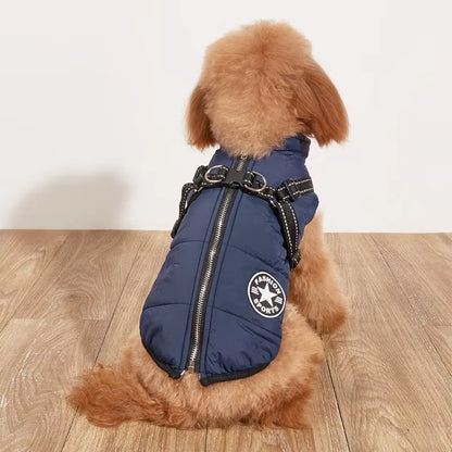Stay Warm and Stylish: Large Waterproof Dog Jacket with Harness for Autumn/Winter Adventures