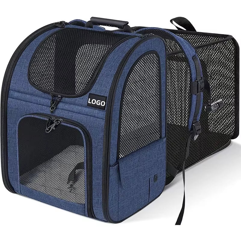 Travel in Style: Expandable Double Shoulder Backpack for Dogs - Ultimate Portable Pet Carrier
