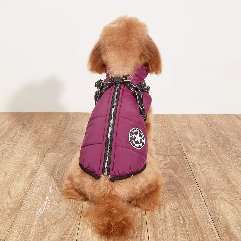 Stay Warm and Stylish: Large Waterproof Dog Jacket with Harness for Autumn/Winter Adventures