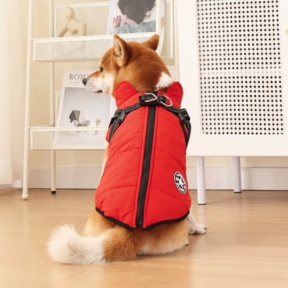 Stay Warm and Stylish: Large Waterproof Dog Jacket with Harness for Autumn/Winter Adventures