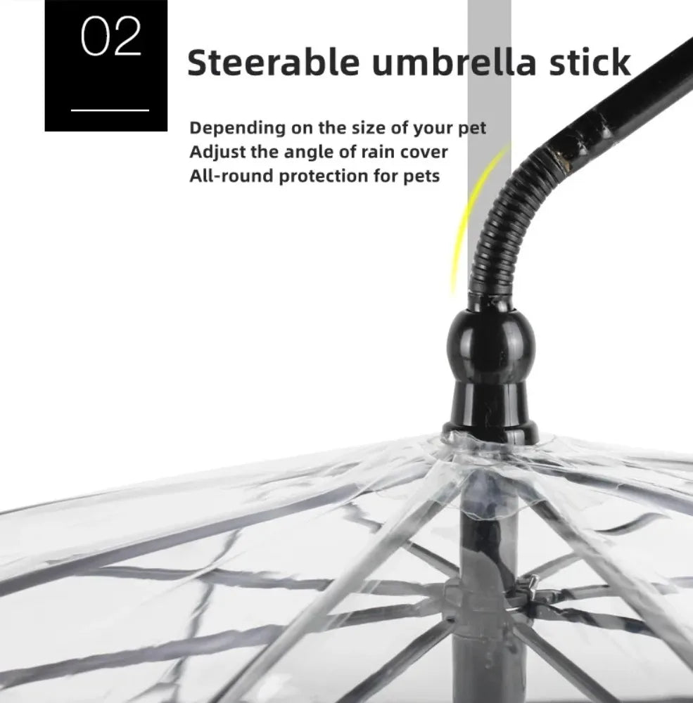 Keep Your Pup Dry and Stylish with Our Adjustable Transparent Pet Umbrella – Perfect for Rainy Day Adventures!