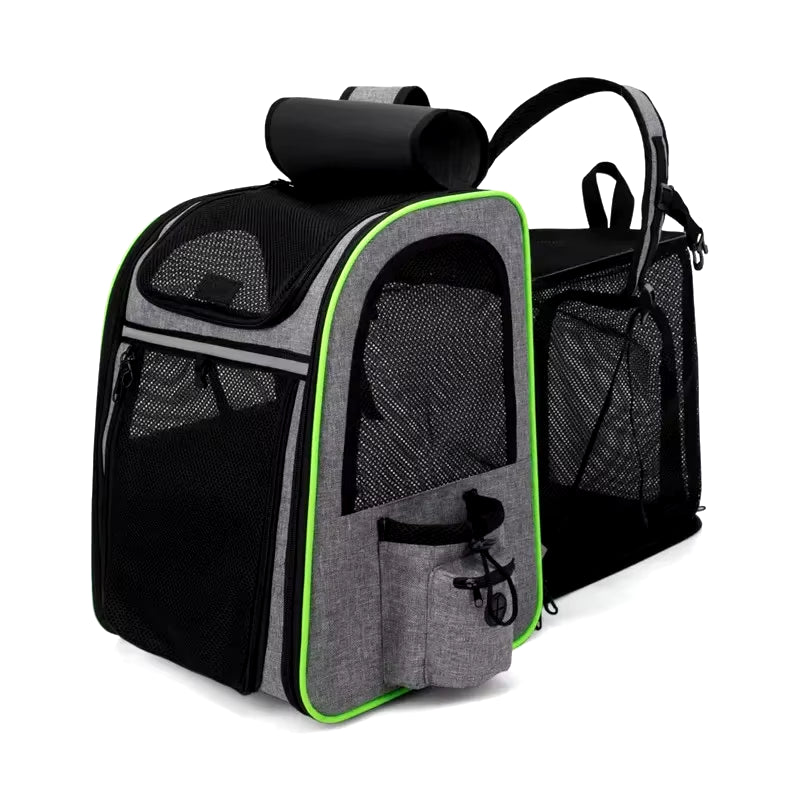 Travel in Style: Expandable Double Shoulder Backpack for Dogs - Ultimate Portable Pet Carrier