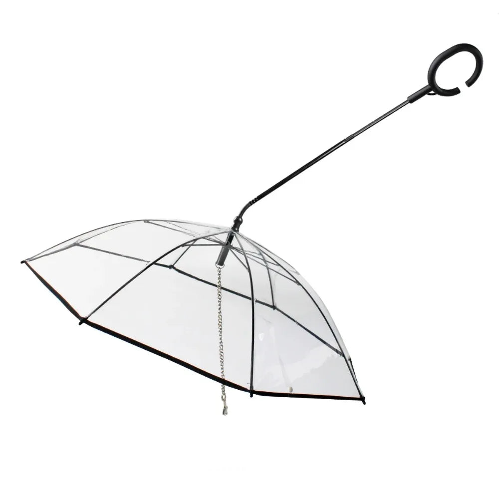 Keep Your Pup Dry and Stylish with Our Adjustable Transparent Pet Umbrella – Perfect for Rainy Day Adventures!