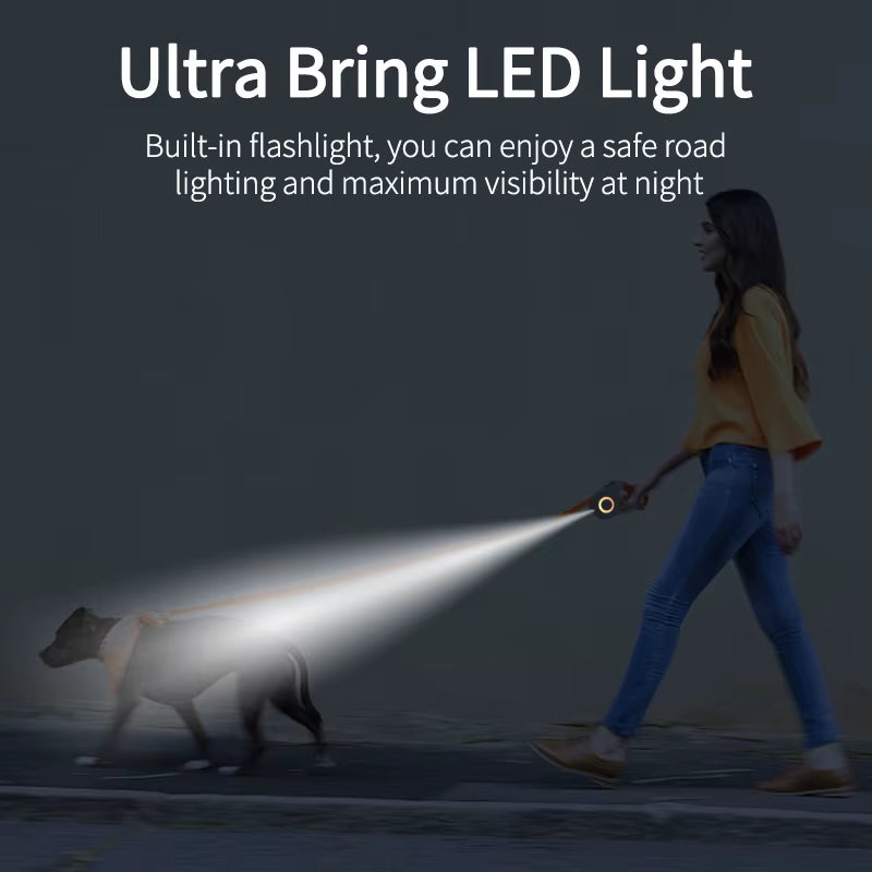 Illuminate Your Walks with the 5M Retractable LED Dog Leash - Stylish, Safe, and Perfect for Adventures with Your Dog