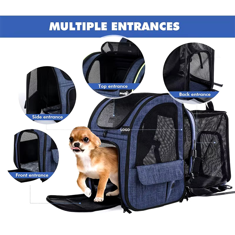 Travel in Style: Expandable Double Shoulder Backpack for Dogs - Ultimate Portable Pet Carrier