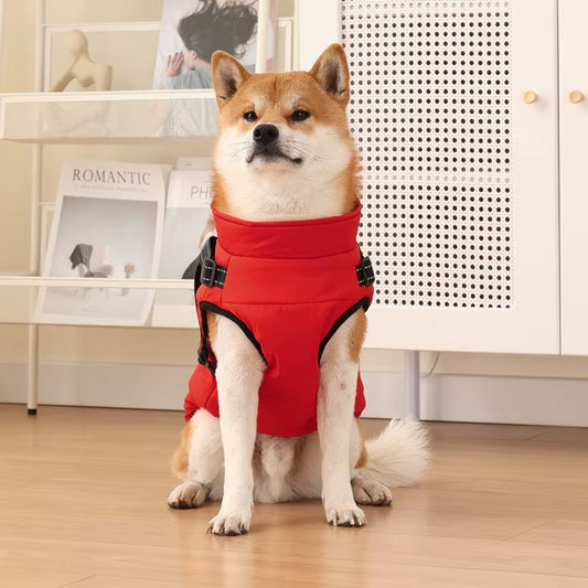 Stay Warm and Stylish: Large Waterproof Dog Jacket with Harness for Autumn/Winter Adventures