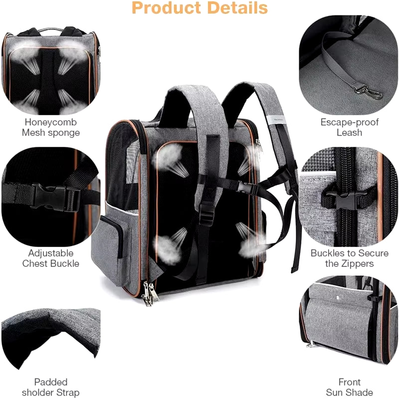 Travel in Style: Expandable Double Shoulder Backpack for Dogs - Ultimate Portable Pet Carrier