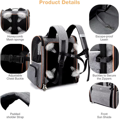 Travel in Style: Expandable Double Shoulder Backpack for Dogs - Ultimate Portable Pet Carrier