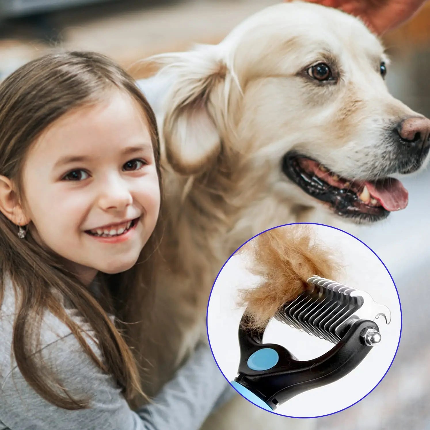 Ultimate Professional Pet Deshedding Brush - Efficient Dog & Cat Hair Remover for a Tangle-Free Grooming Experience