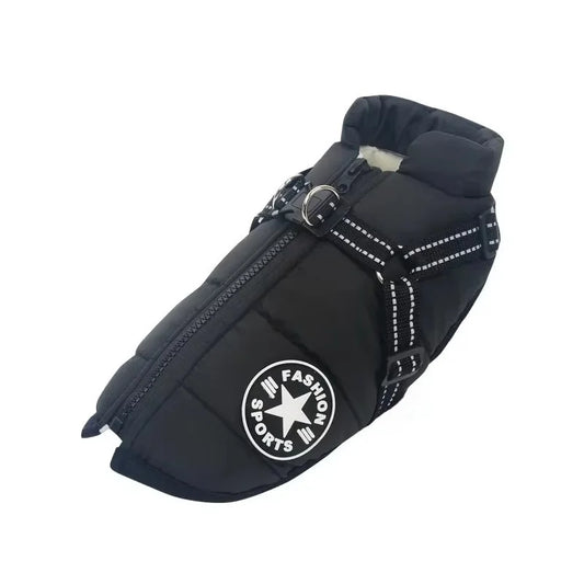 Cozy & Waterproof Large Dog Jacket with Harness - Perfect for Winter Adventures!