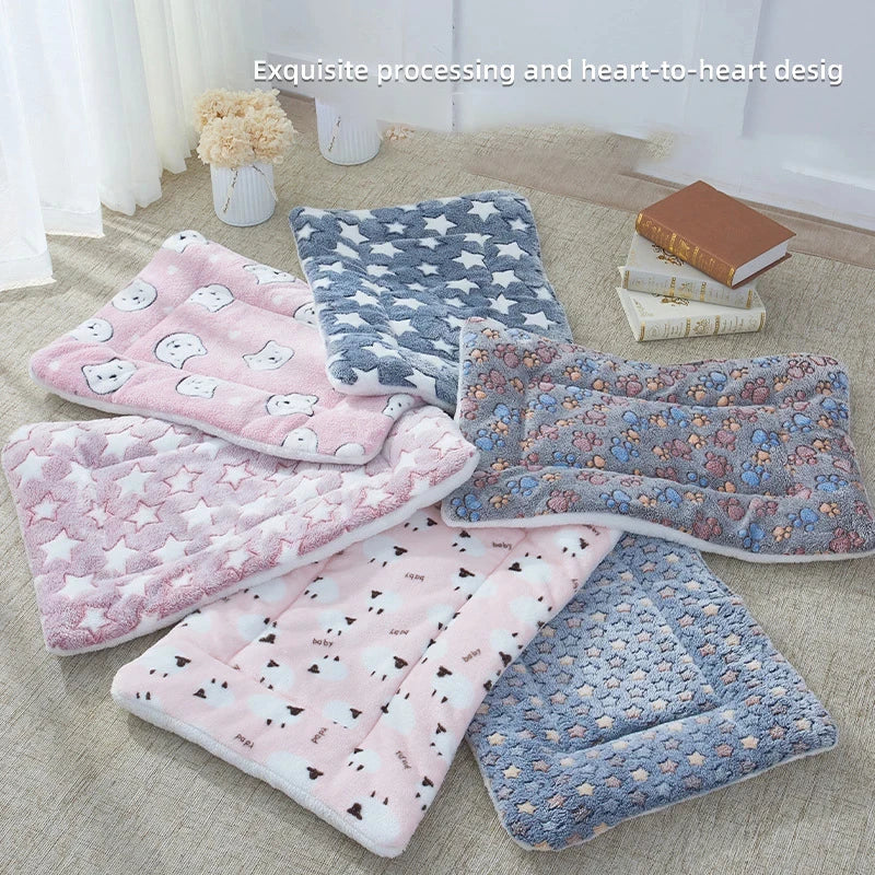 Cozy Flannel Pet Sleeping Mat - Perfect Dog Bed & Cat Litter Cushion for All Sizes