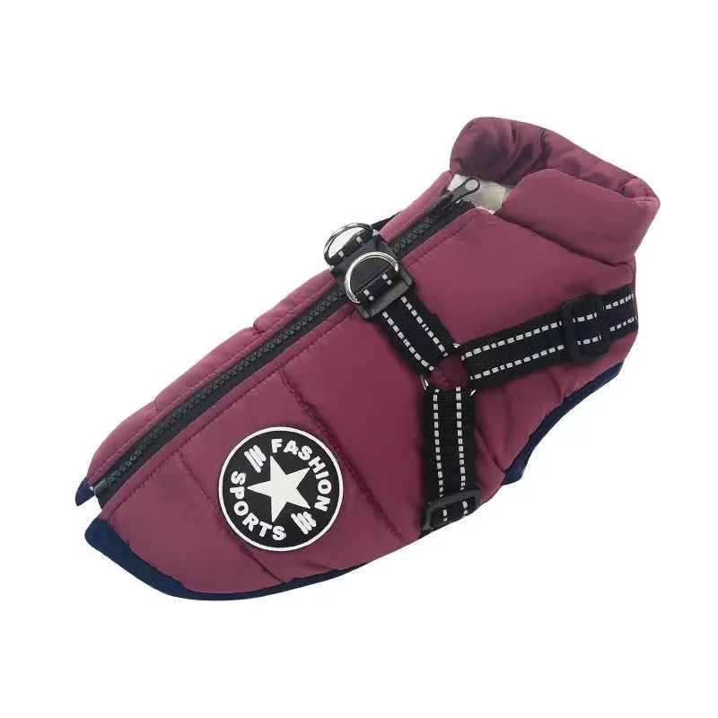Cozy & Waterproof Large Dog Jacket with Harness - Perfect for Winter Adventures!