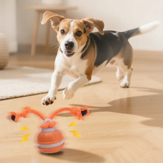 Exciting Automatic Rolling Ball Toy for Cats and Dogs - Rechargeable Interactive Electric Toy with Faux Tail for Endless Fun!