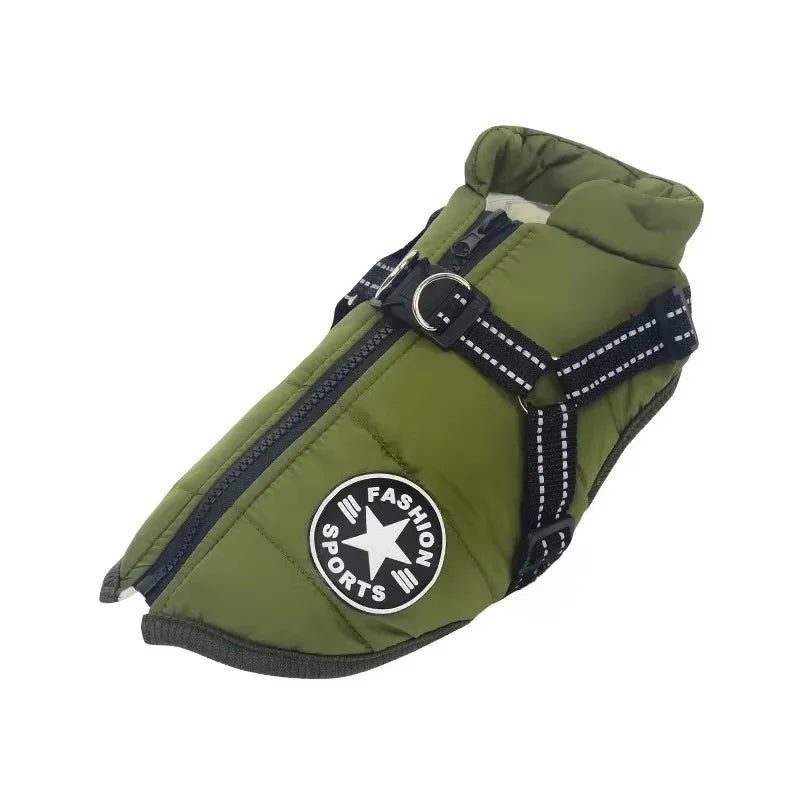 Cozy & Waterproof Large Dog Jacket with Harness - Perfect for Winter Adventures!