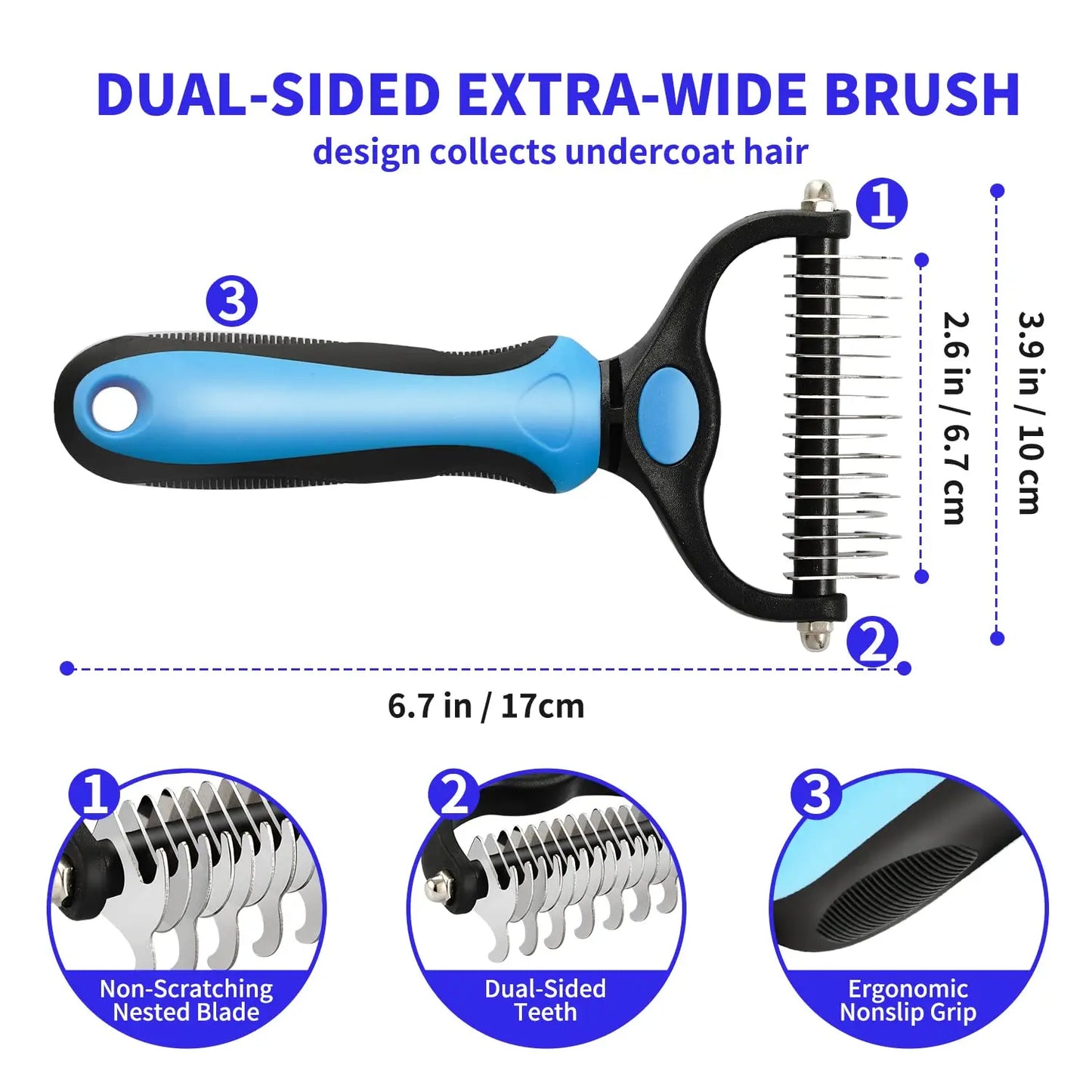 Ultimate Professional Pet Deshedding Brush - Efficient Dog & Cat Hair Remover for a Tangle-Free Grooming Experience