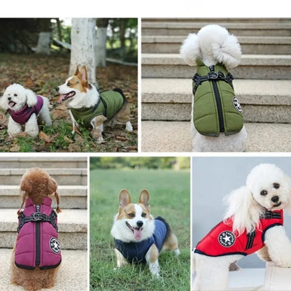 Cozy & Waterproof Large Dog Jacket with Harness - Perfect for Winter Adventures!