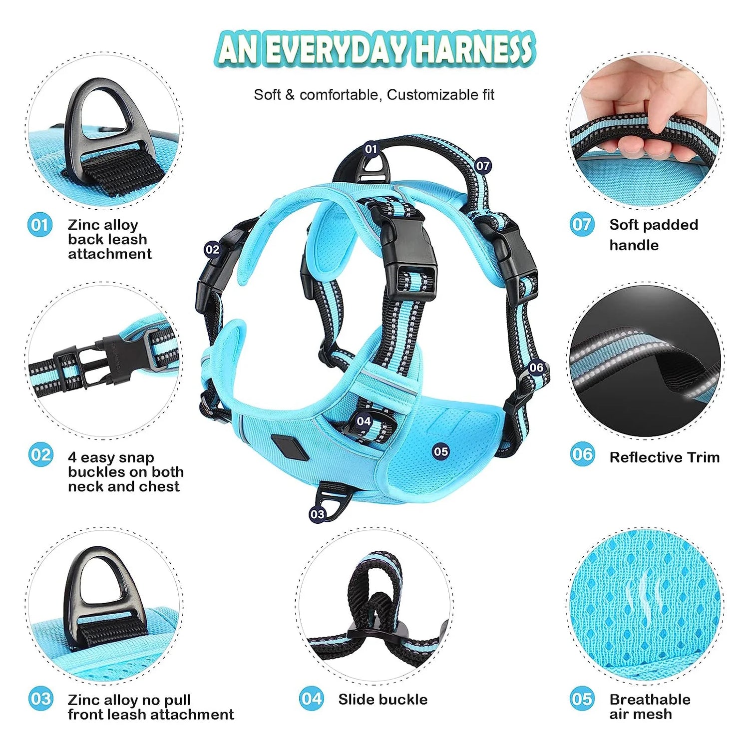 Ultimate No Pull Dog Harness - Adjustable Soft Padded Vest with Easy Control Handle for Maximum Comfort and Safety