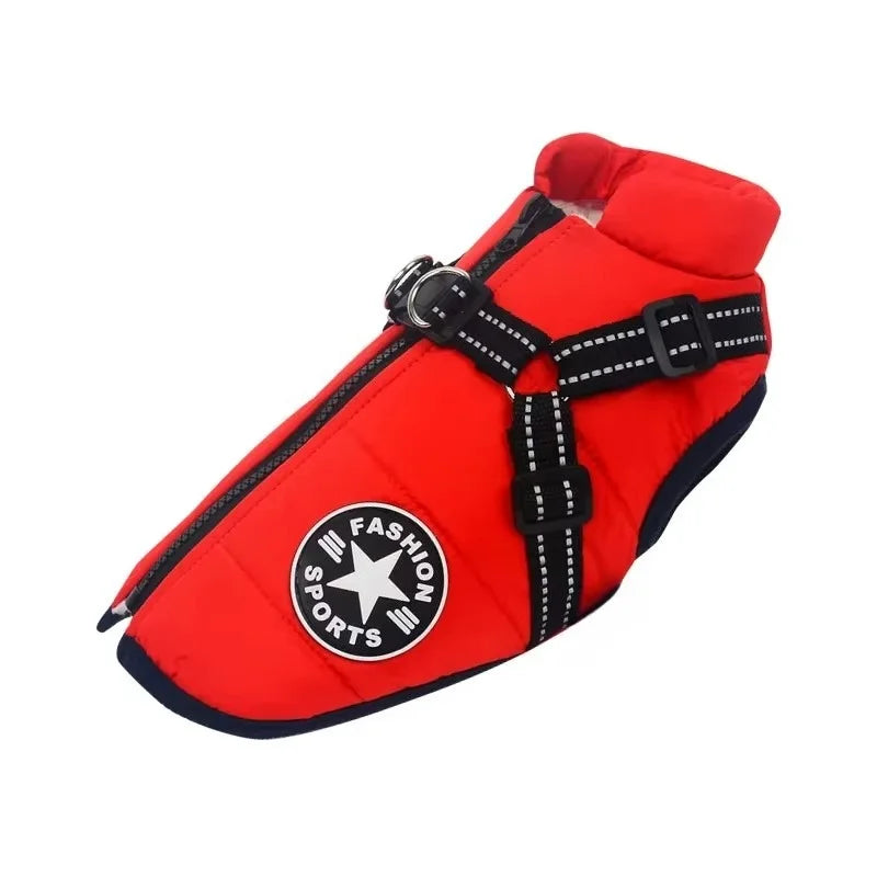 Cozy & Waterproof Large Dog Jacket with Harness - Perfect for Winter Adventures!