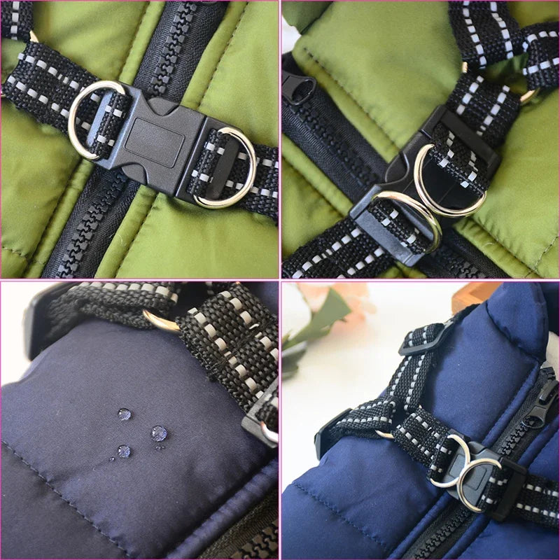 Cozy & Waterproof Large Dog Jacket with Harness - Perfect for Winter Adventures!