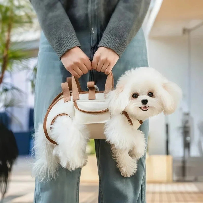 Discover the Ultimate Hands-Free Small Dog Carrier Sling Backpack with Leash - Breathable Pet Lift Harness for Cats & Puppies!