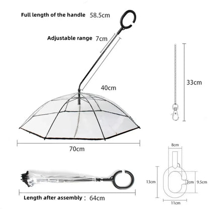 Keep Your Pup Dry and Stylish with Our Adjustable Transparent Pet Umbrella – Perfect for Rainy Day Adventures!