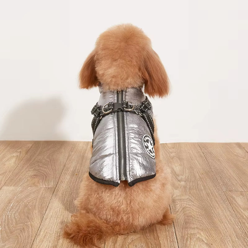 Stay Warm and Stylish: Large Waterproof Dog Jacket with Harness for Autumn/Winter Adventures