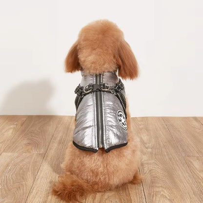 Stay Warm and Stylish: Large Waterproof Dog Jacket with Harness for Autumn/Winter Adventures