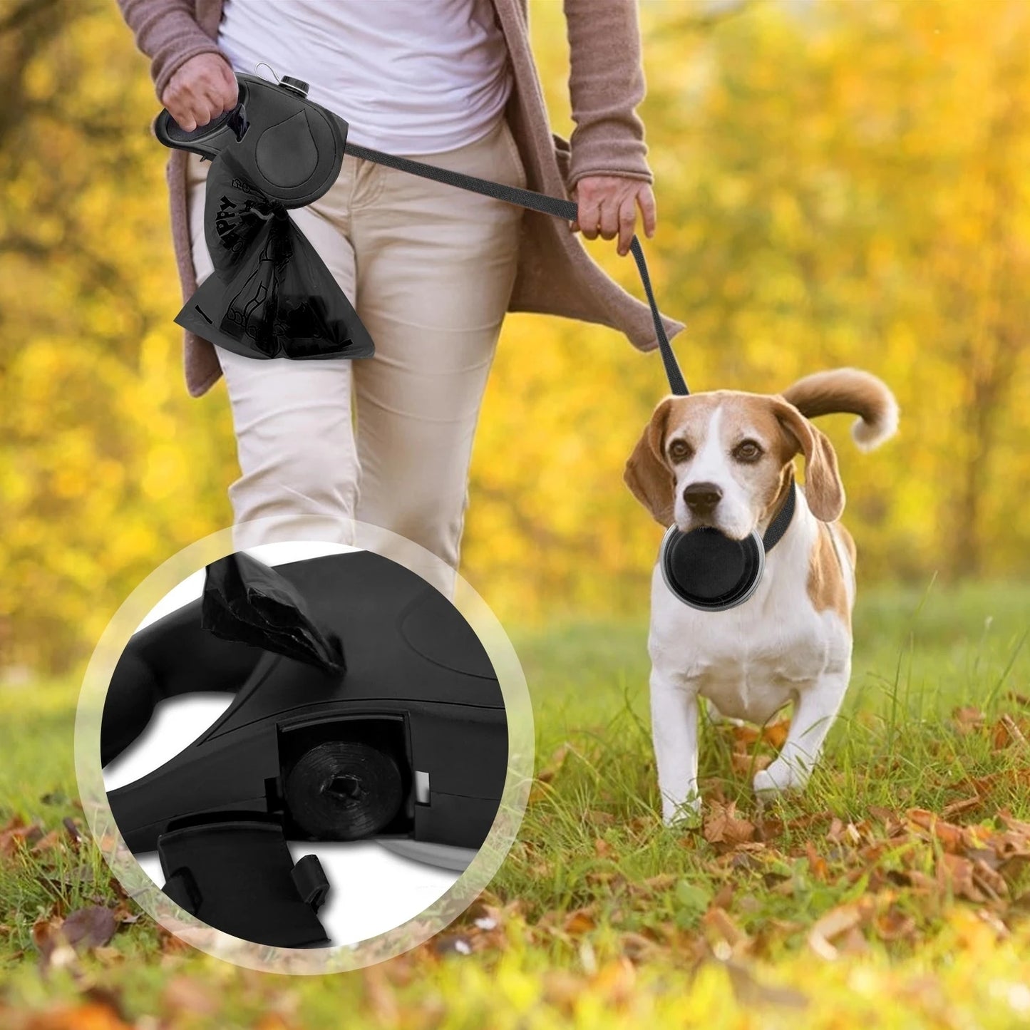 Discover the Ultimate 4-in-1 Dog Leash: Stay Hydrated and Clean on Every Adventure!